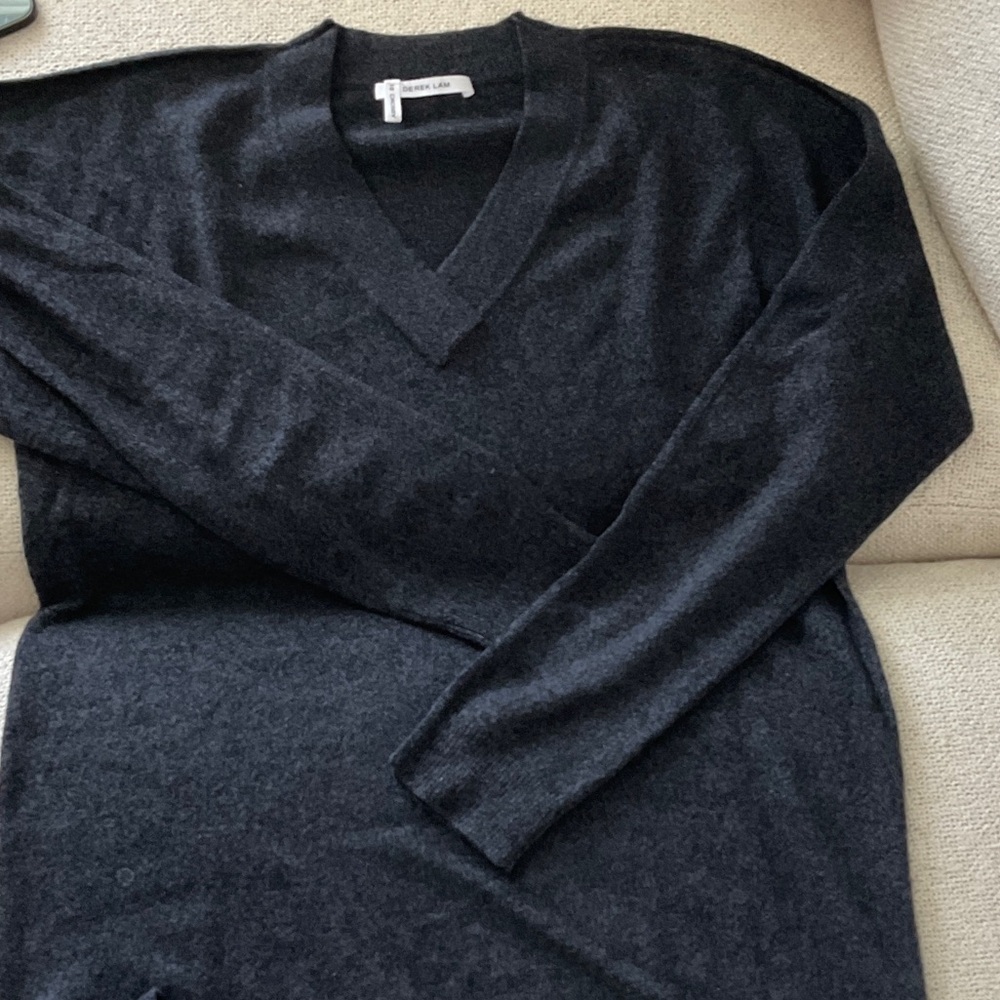 Derek Lam Charcoal V-Neck Sweater for Men